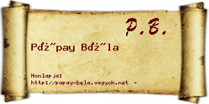 Pápay Béla névjegykártya